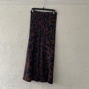 Olivaceous Leopard Print Midi Skirt​​​​​